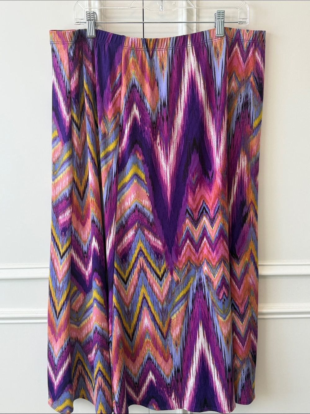 Susan Graver Chevron Maxi Skirt — Purple, Pink & Blue